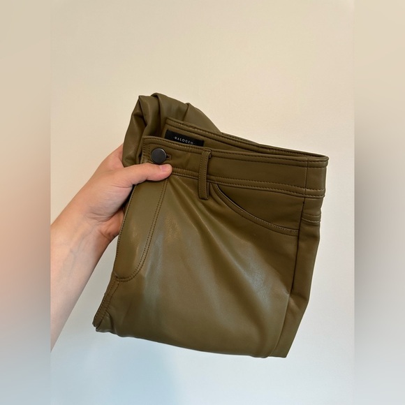 Halogen Faux Leather High Rise Olive Green Pants - Picture 5 of 8